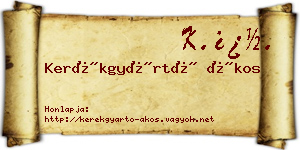 Kerékgyártó Ákos névjegykártya